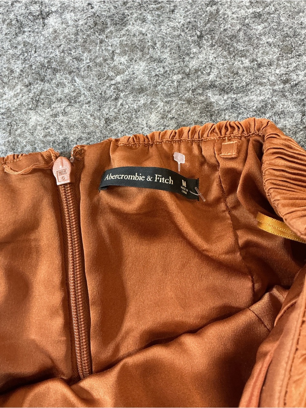 Abercrombie & Fitch Strapless Orange Pleated Maxi Dress Size M - Picture 3 of 4